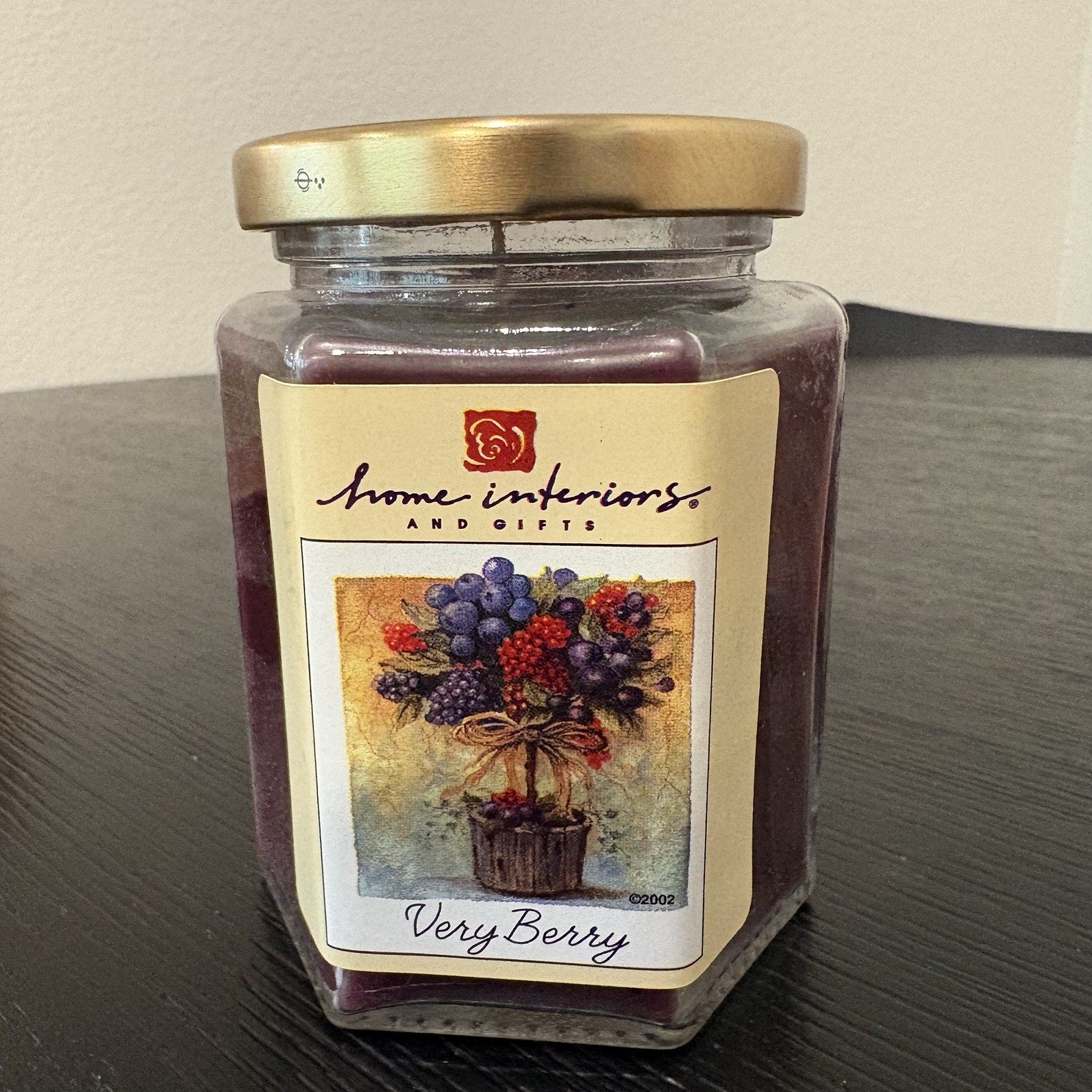 Vintage Home Interiors Very Berry 7.5 oz Hexagon Candle New