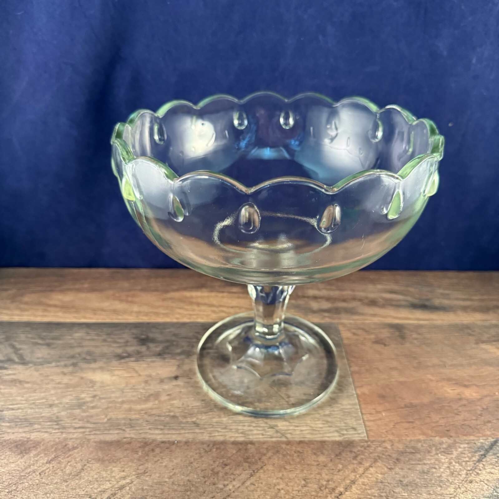 Vintage Indiana Glass Teardrop Glass Footed Compote Fruit Candy Bowl 7.5\