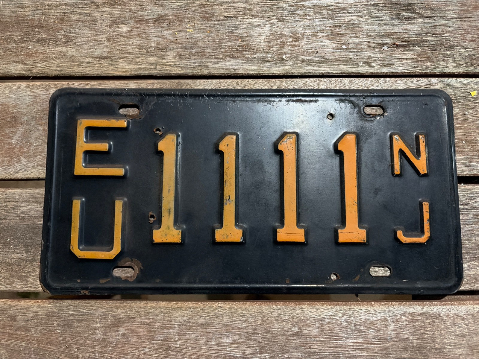 1957-59 NEW JERSEY LICENSE PLATE EU 1111 Essex County