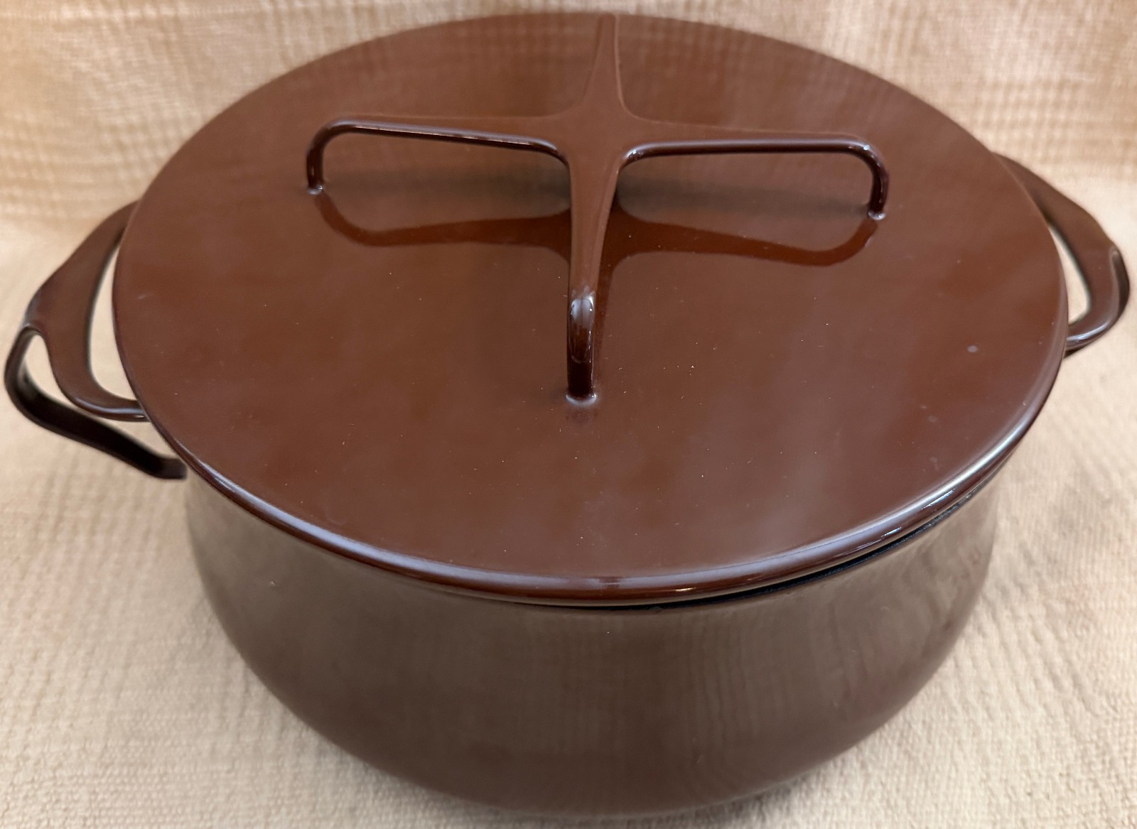 VTG DANSK Chocolate Brown Kobenstyle Casserole 3 QT Cast Steel Enamel MCM Dutch