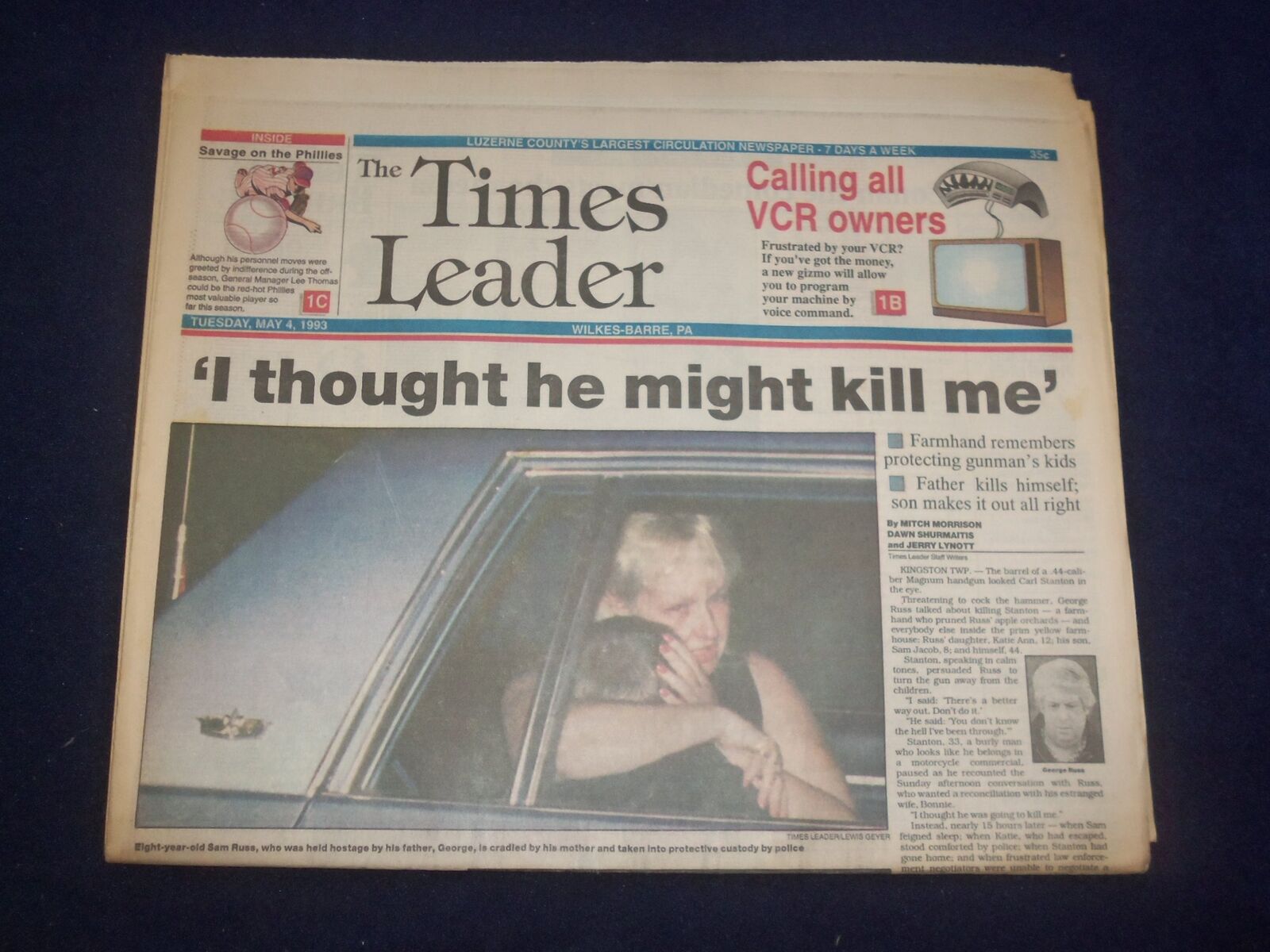 1993 MAY 4 WILKES-BARRE TIMES LEADER - GEORGE RUSS KILLS HIMSELF - NP 8106