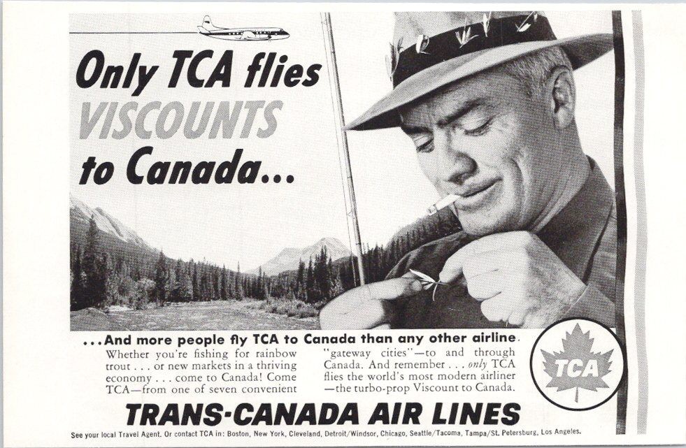 Trans-Canada Air Lines Vintage Print Ad 1958 Black White Canada
