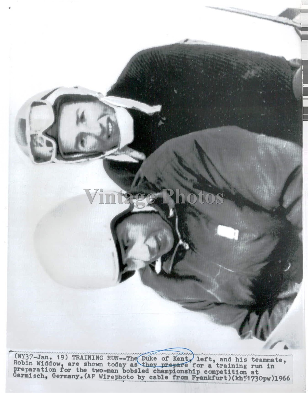1966 Duke Kent Robin Widdow Training Run Championship Wirephoto 6x8