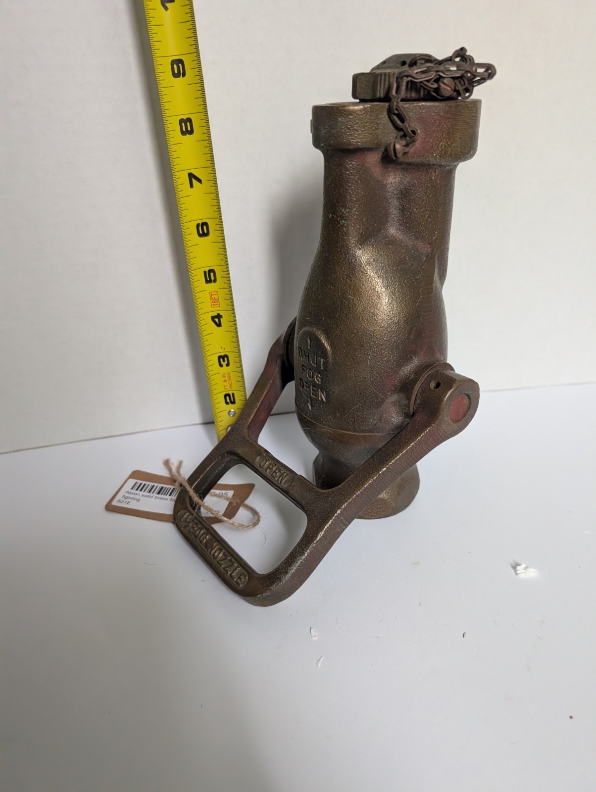 Vintage Akron Solid Brass Fog Nozzle Fire Hose Industrial Patina