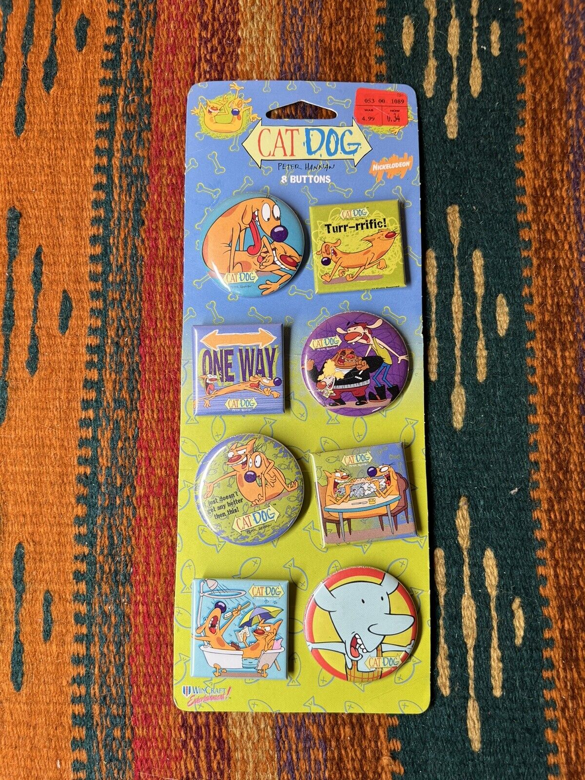 Vintage 1998 Cat Dog Nickelodeon Buttons 8 Pack Catdog