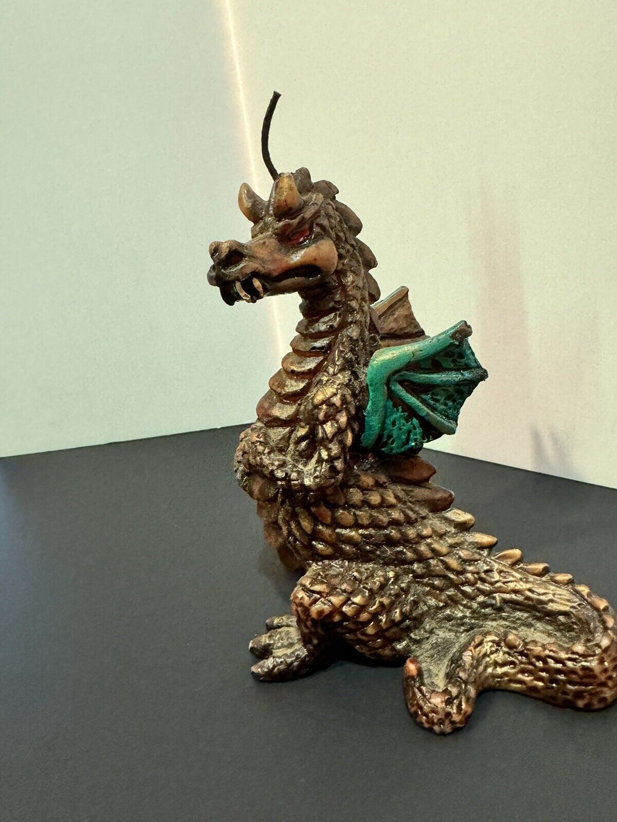 1985 Vintage Dragon Candle With Blue/green Wings Rare Hand Made Wax Fantasy