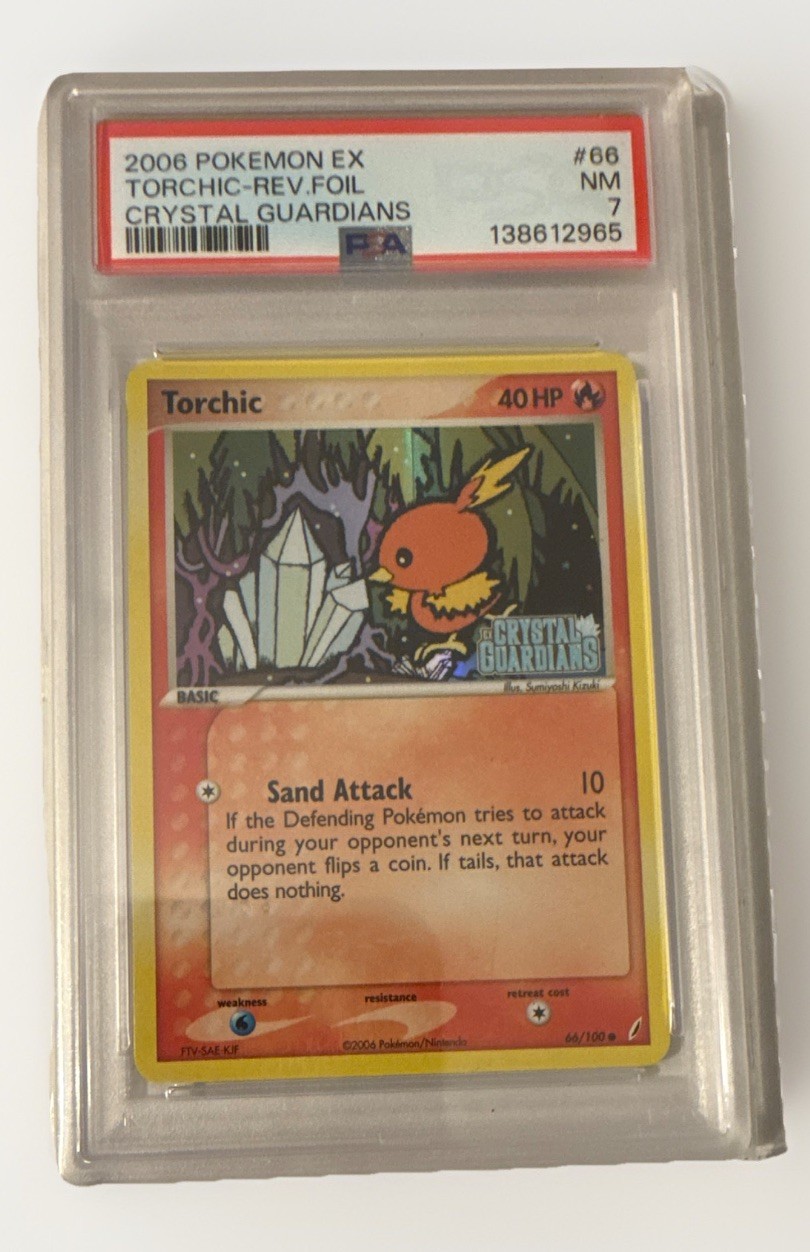 2006 Pokemon TCG EX Crystal Guardians Torchic 66/100 Reverse Holo PSA 7 2006 Pokemon TCG EX Crystal Guardians Torchic 66/100 Reverse Holo PSA 7