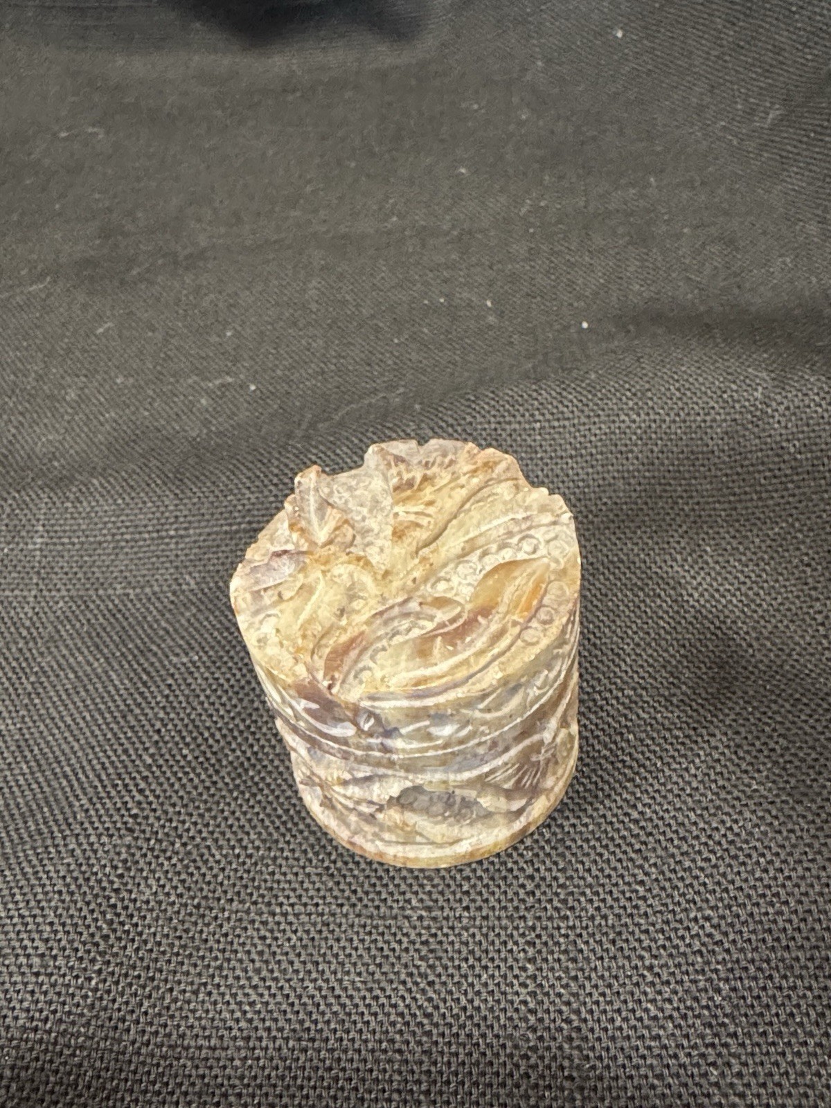 Vintage Hand Carved Soapstone Trinket Box Charming 