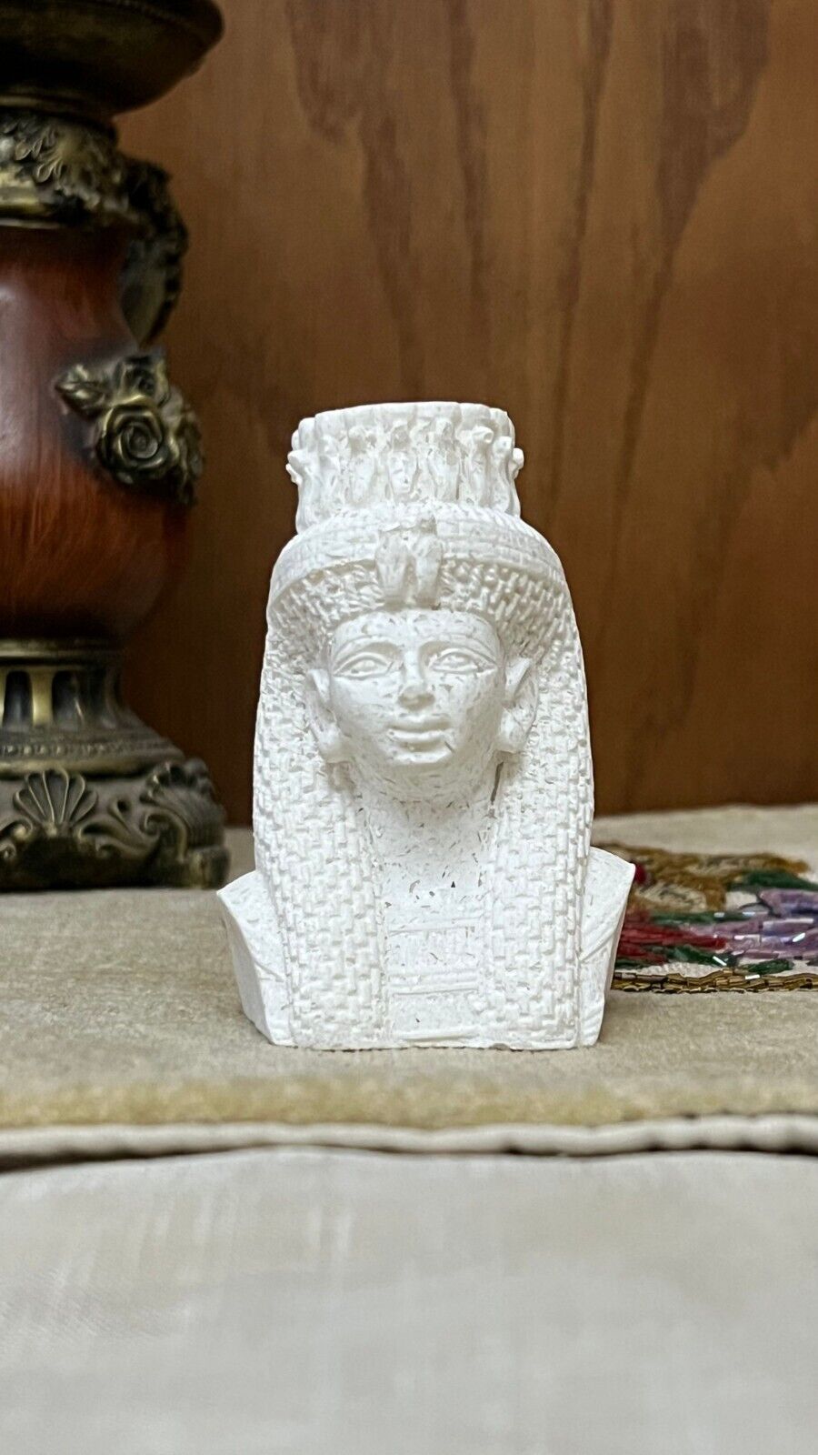 Unique Queen Hatshepsut Bust from Alabaster Stone , Handmade Egyptian statue