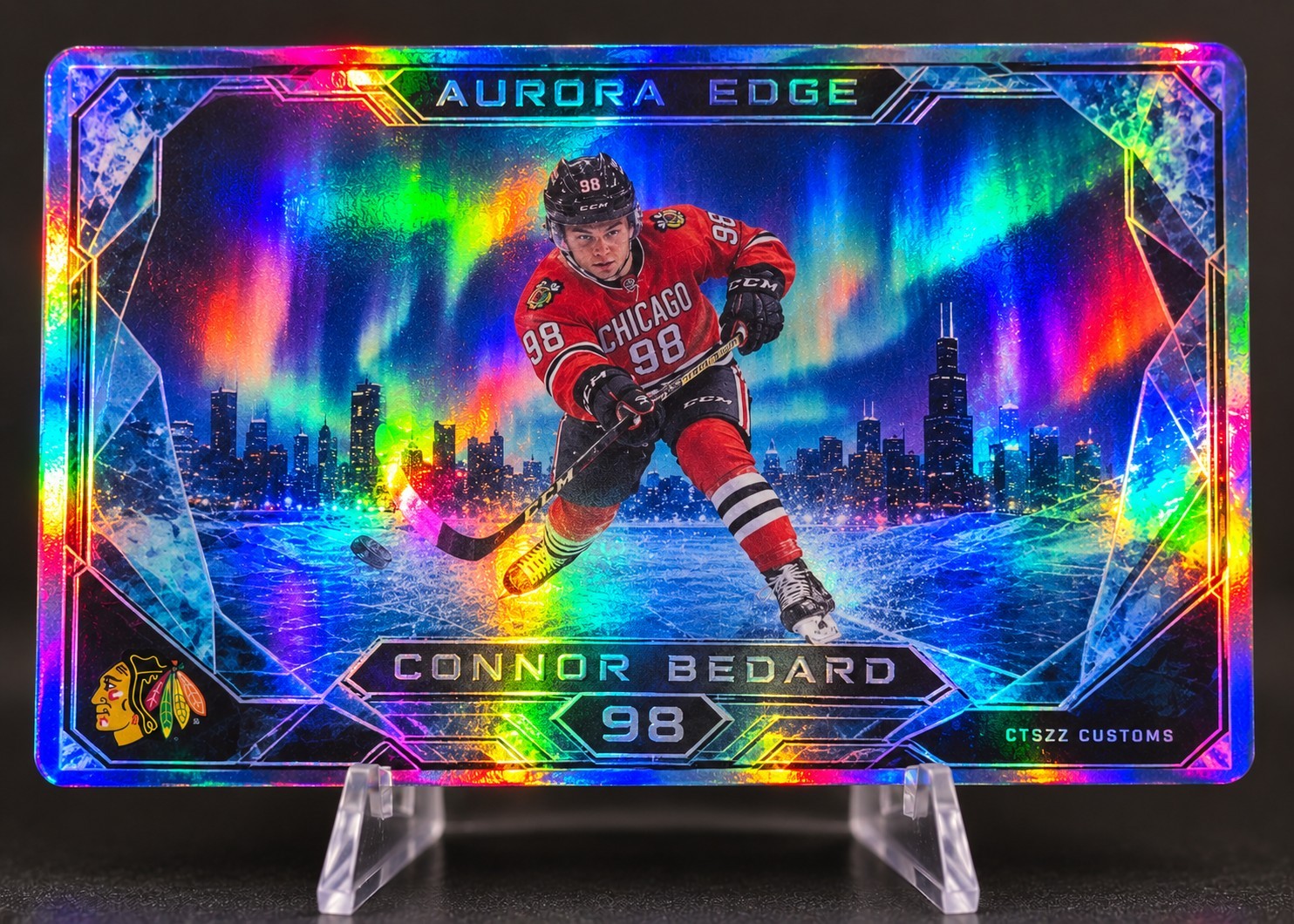 Connor Bedard Chicago Blackhawks Holographic Custom Art Card CTSZZ 98