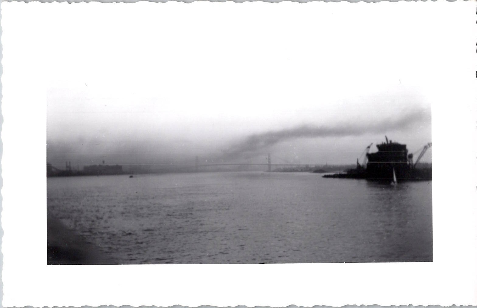 Ambassador Bridge Landscape Shot 1940s Vintage B&W USA Detroit Michigan MI Photo