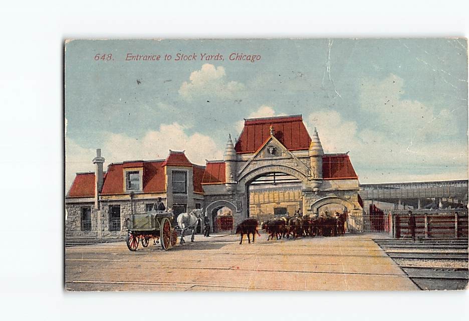 Postcard Entrance to Stock Yards Chicago Illinois USA