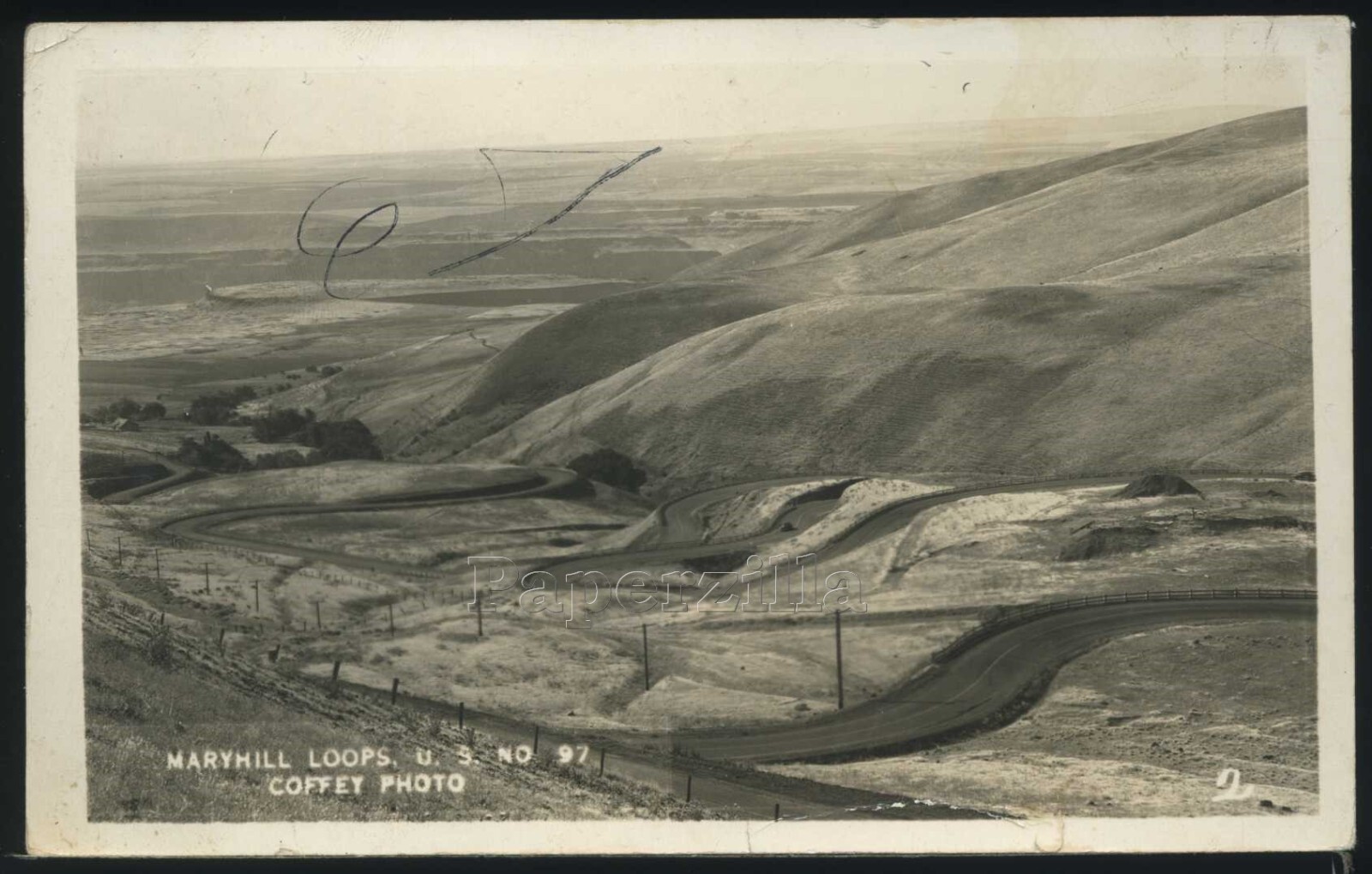 WA Goldendale RARE RPPC 1938 THE MARYHILL LOOPS of HIGHWAY 97 Coffey Photo 2