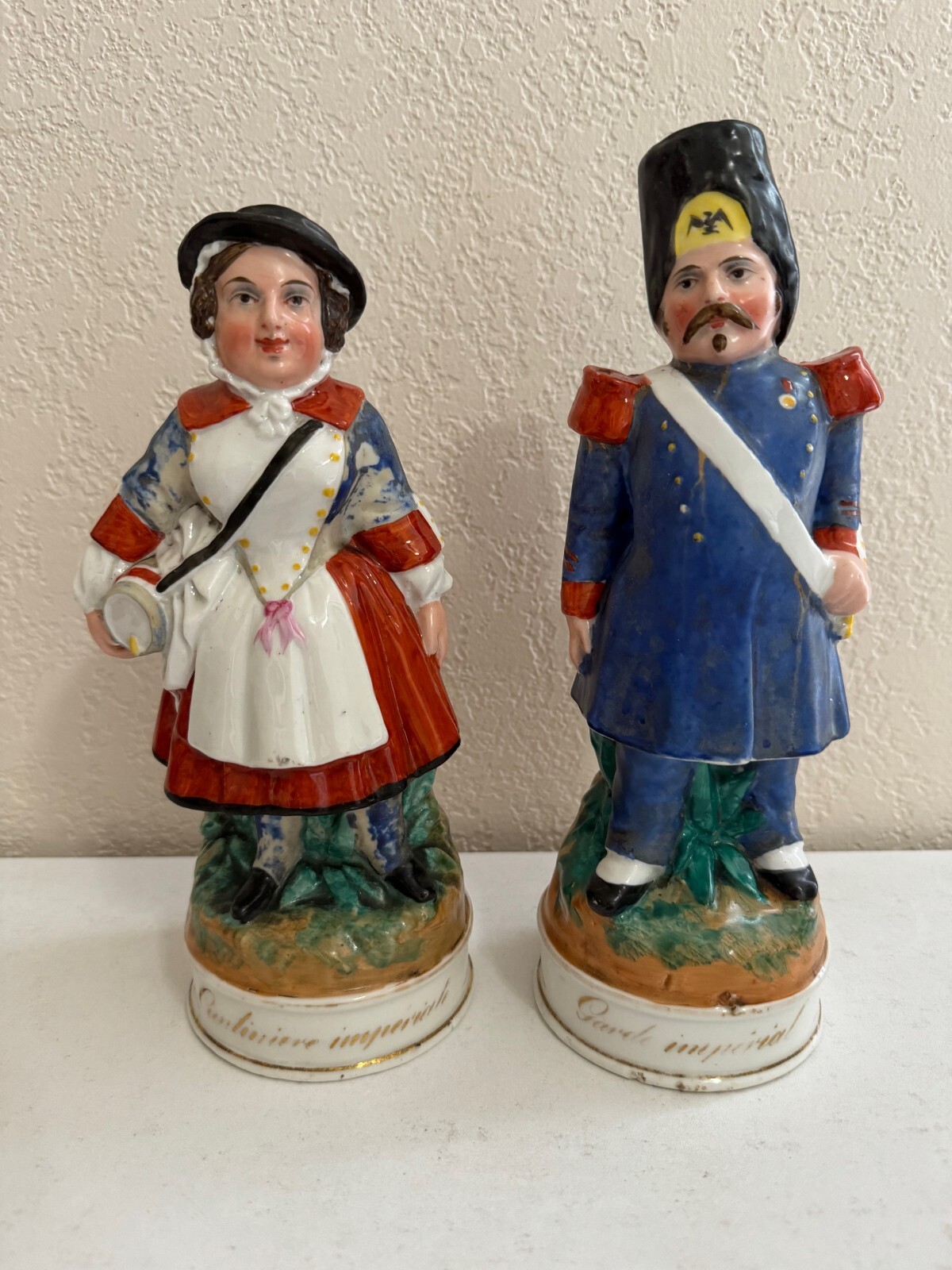 Antique French VH Porcelain Figurines Garde Imperial & Cantiniere Imperiale