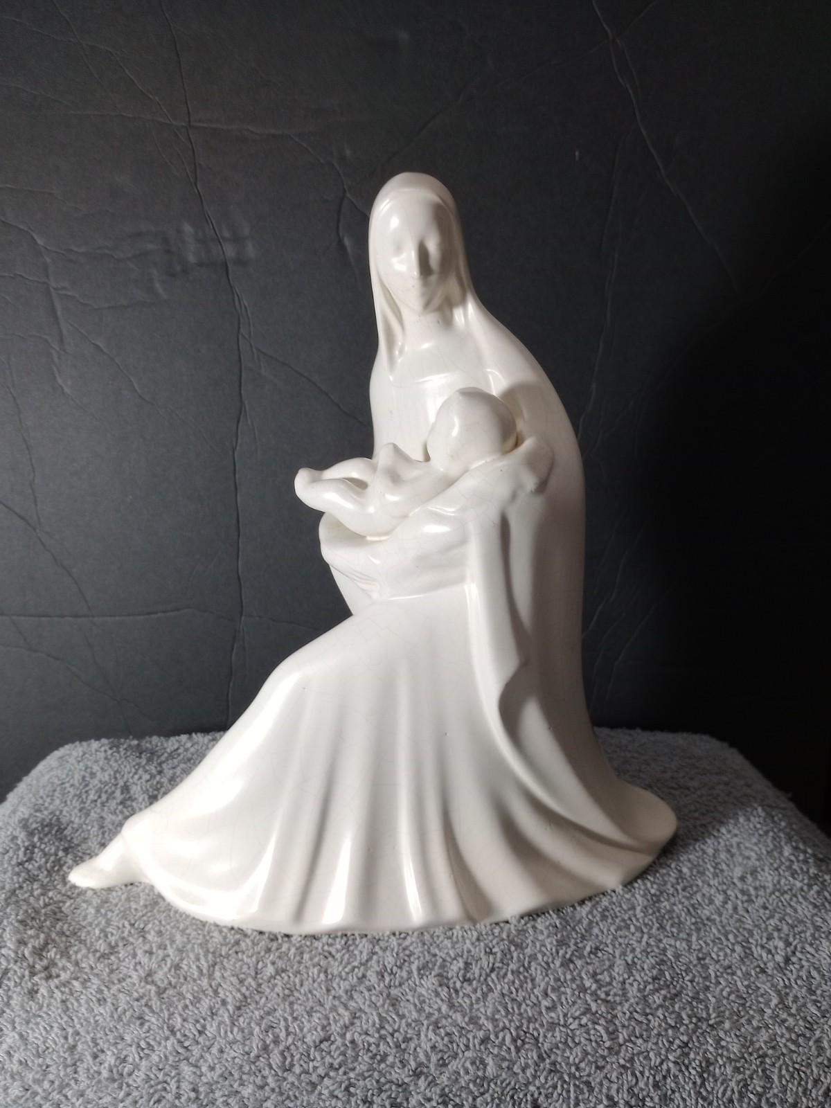 Vintage White Ceramic  Figurine Madonna and Child