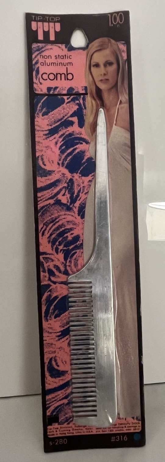 NOS Vtg Tip-Top Aluminum Comb Teasing Styling #318 Made Japan factory sealed HTF
