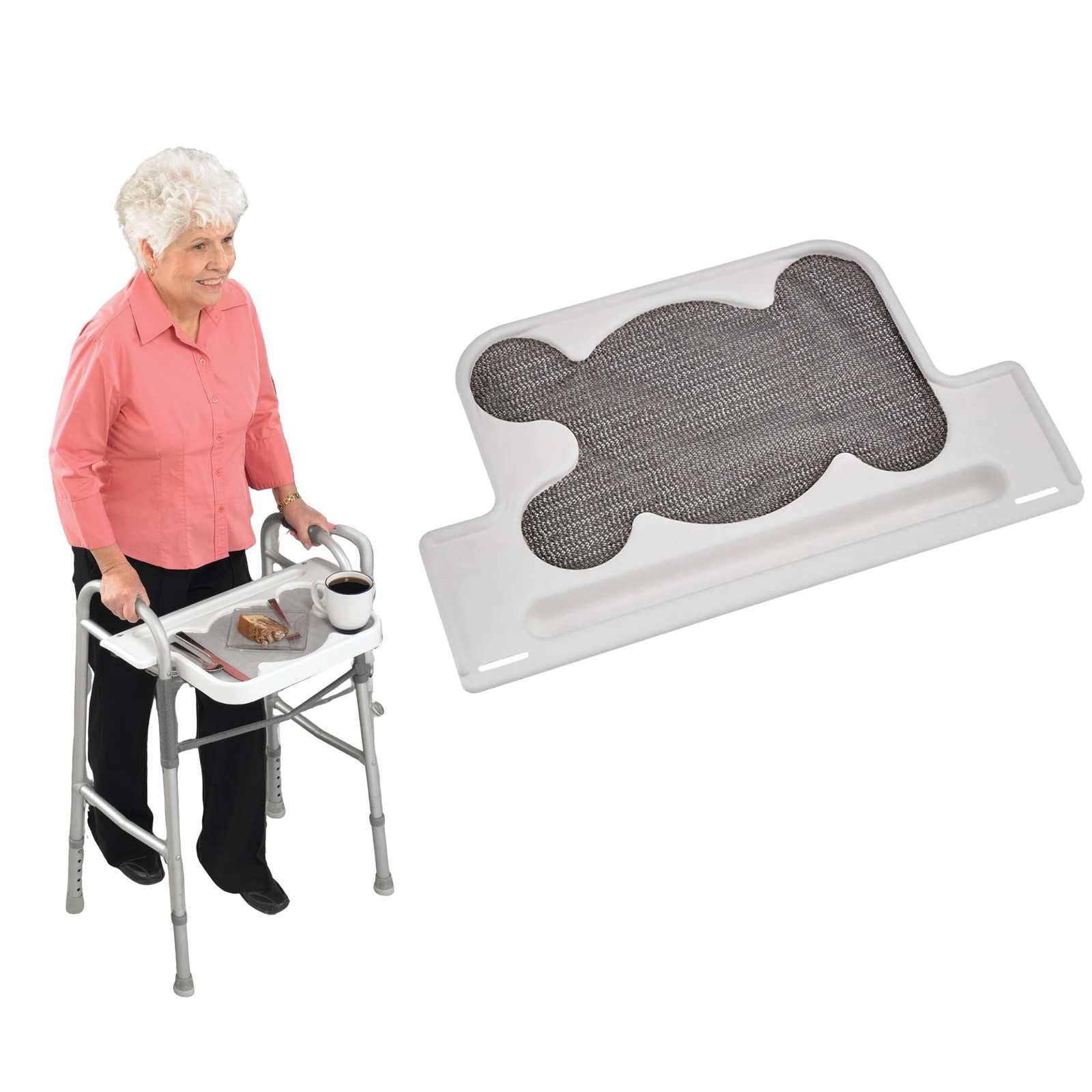 Sammons Preston Walker Tray, Clip-On Medical Tray for Standard Walkers, Light...