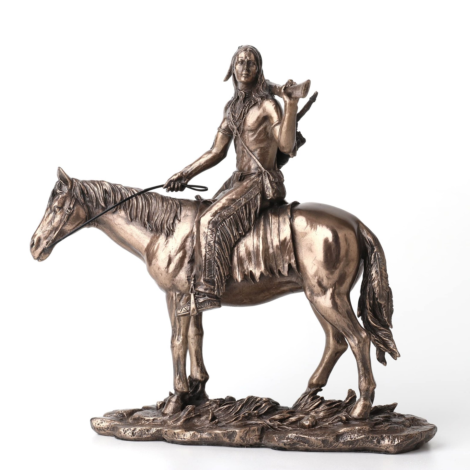 Veronese Design Native American Riding Horse Resin Statue Bronze Finish 8.125\ Veronese Design Native American Riding Horse Resin Statue Bronze Finish 8.125\