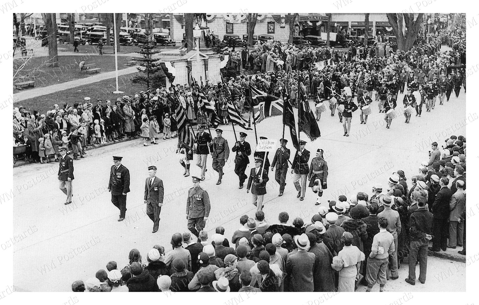 Milford Massachusetts 1920s Memorial Day Parade Flags Standard Postcard