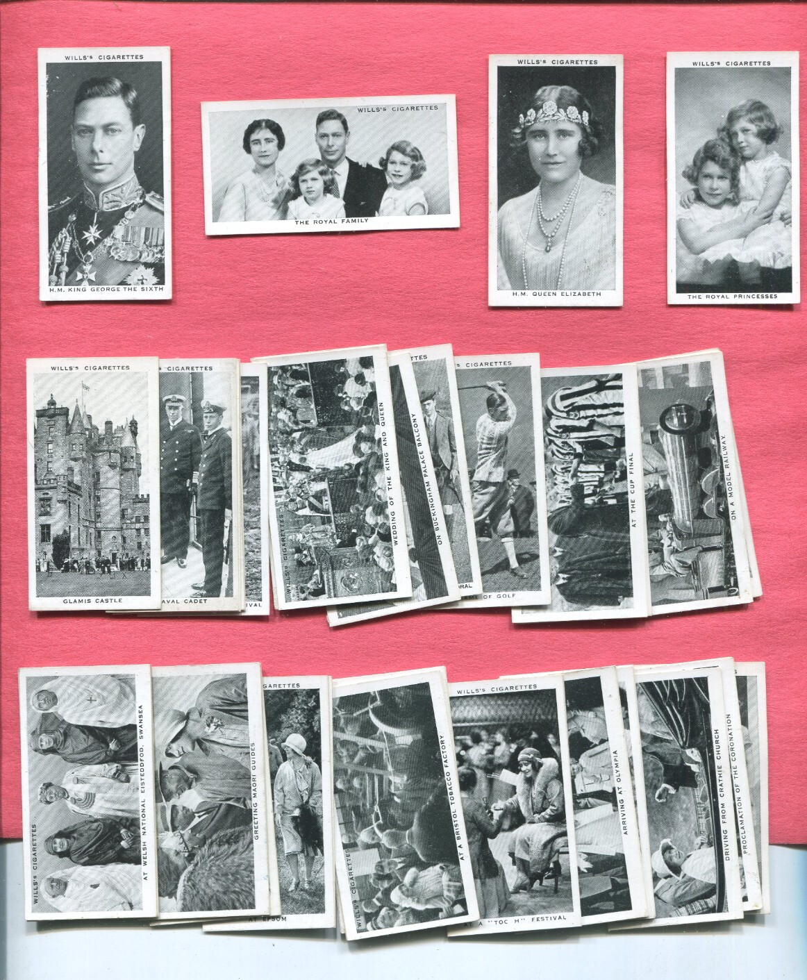1937 W.O. & H.O WILLS CIGARETTES OUR KING AND QUEEN 50 TOBACCO CARD SET
