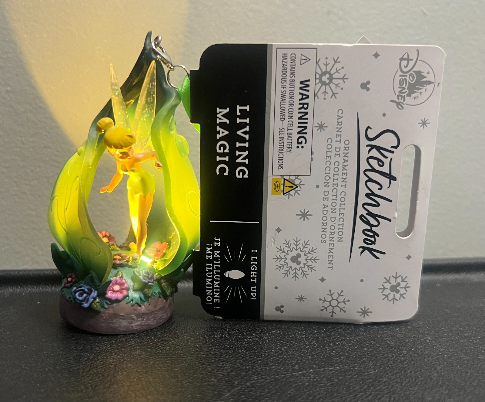 Disney Parks Peter Pan Tinkerbell Sketchbook Light Up Christmas Ornament NWT