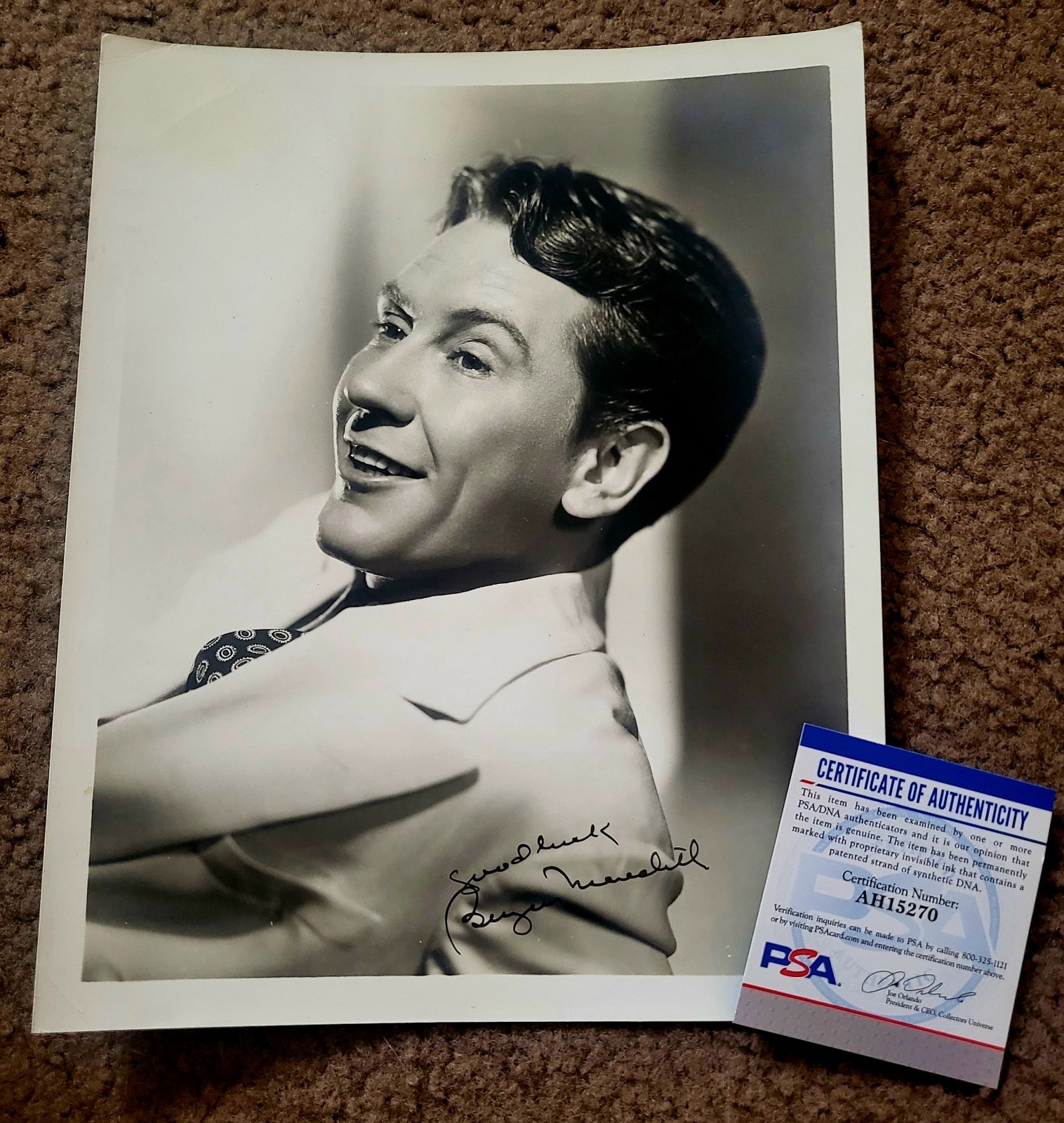 Burgess Meredith “Mickey” Rocky and The Penguin Batman Signed 8x10 PSA certified Burgess Meredith “Mickey” Rocky and The Penguin Batman Signed 8x10 PSA certified
