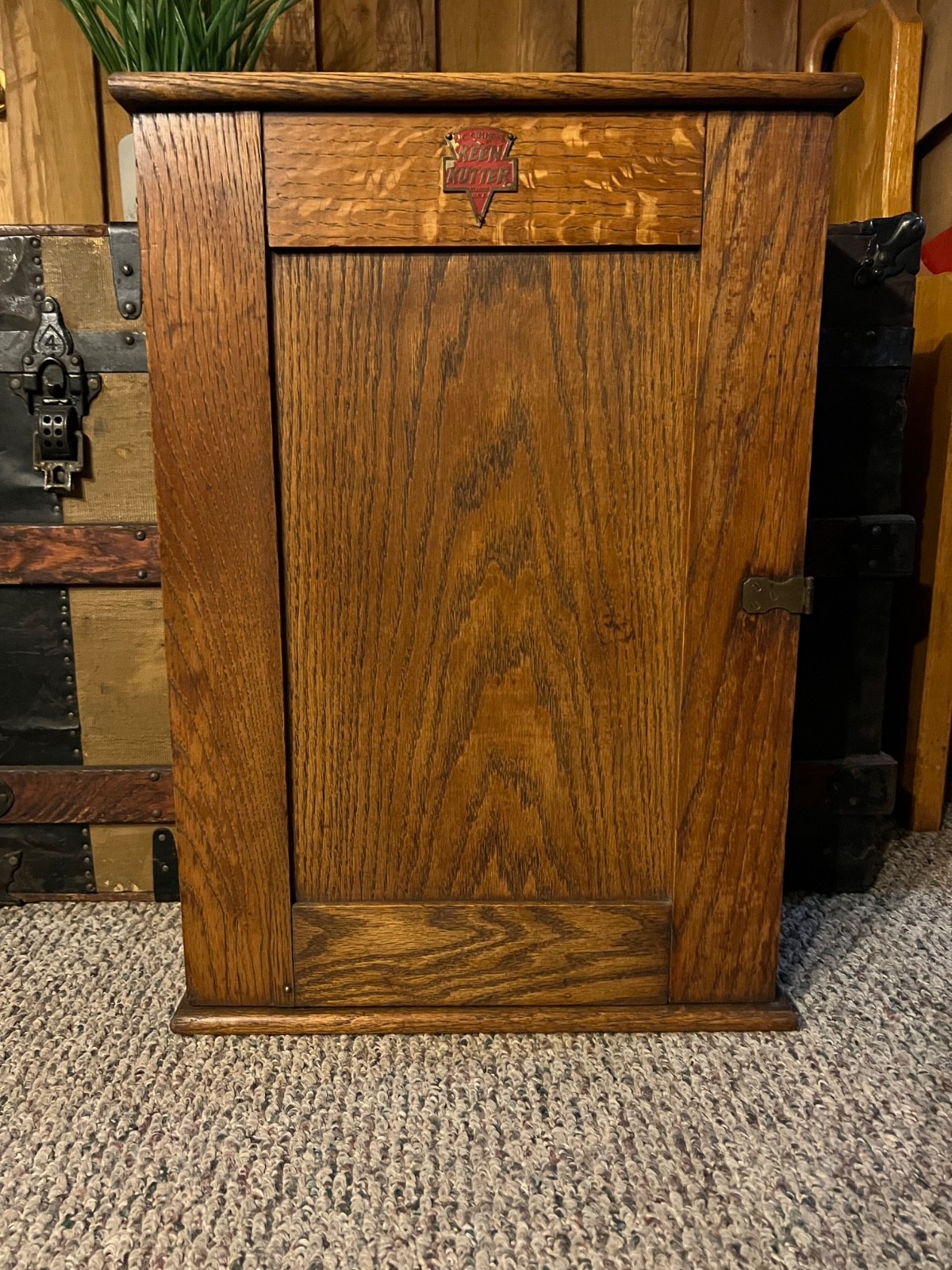 Antique Keen Kutter Store Display Cabinet Case Oak E.C. Simmons Advertising Rare