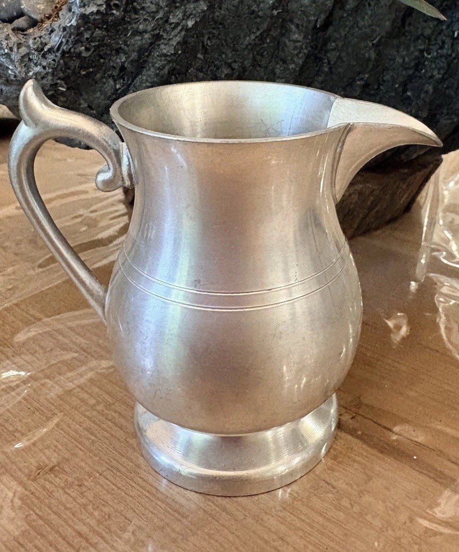 Vintage Woodbury Pewterers Food Safe Pewter Creamer Pitcher 4” Made In USA