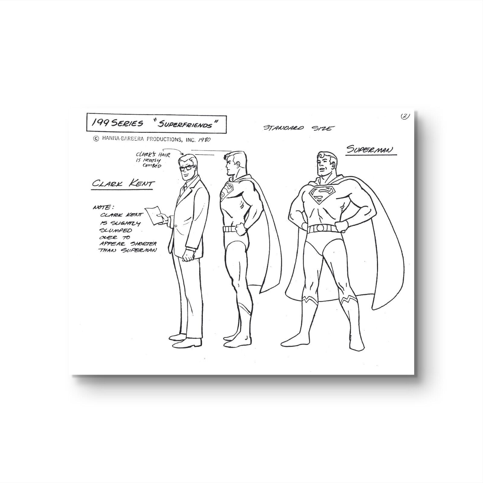 Super Friends Original Production Model Sheet: Superman, SSV1042