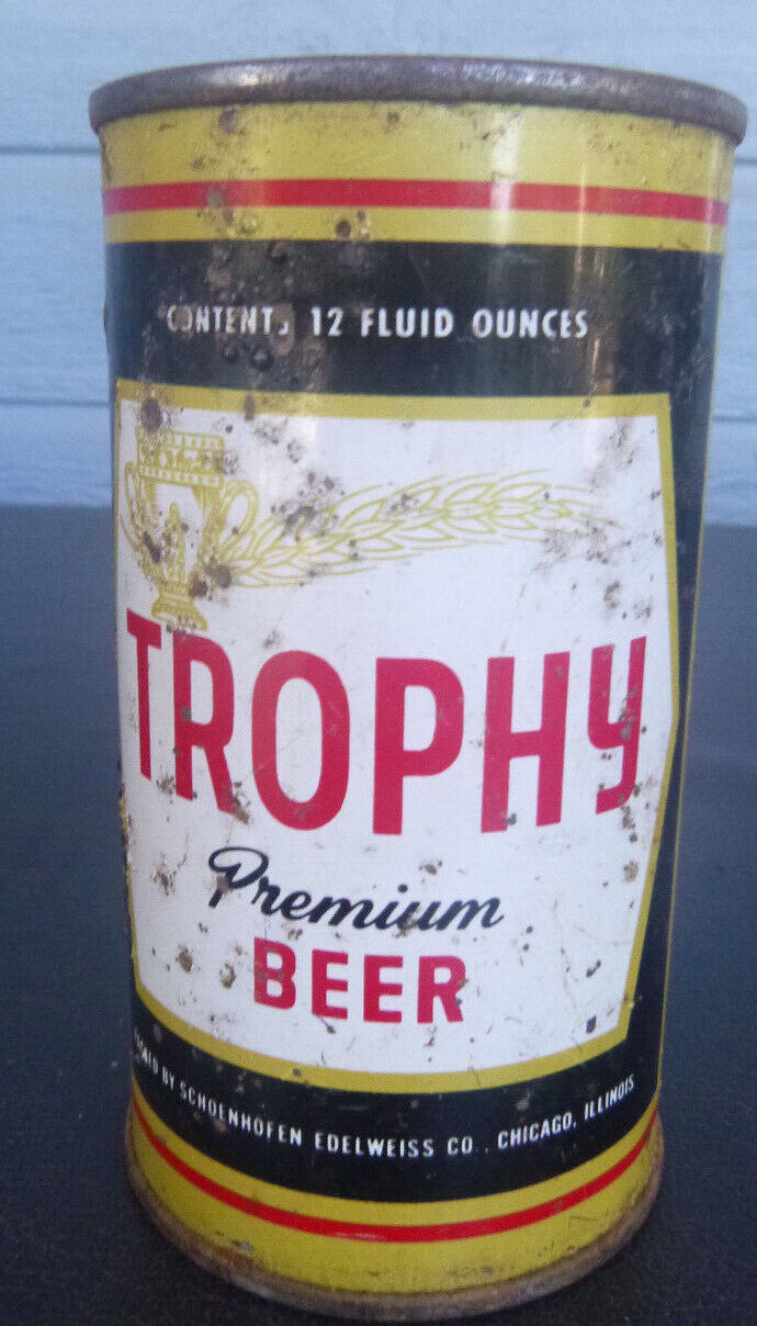 vintage Trophy flat top beer can Schoenhofen Edelweiss Chicago