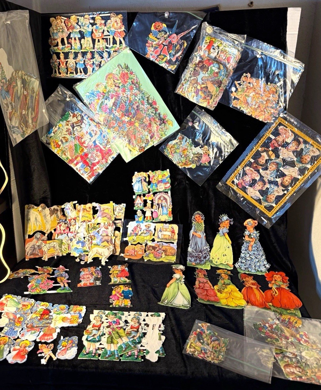 Vintage German Paper Scraps Die Cut Embossed Lot Hundreds MLP Christmas Floral