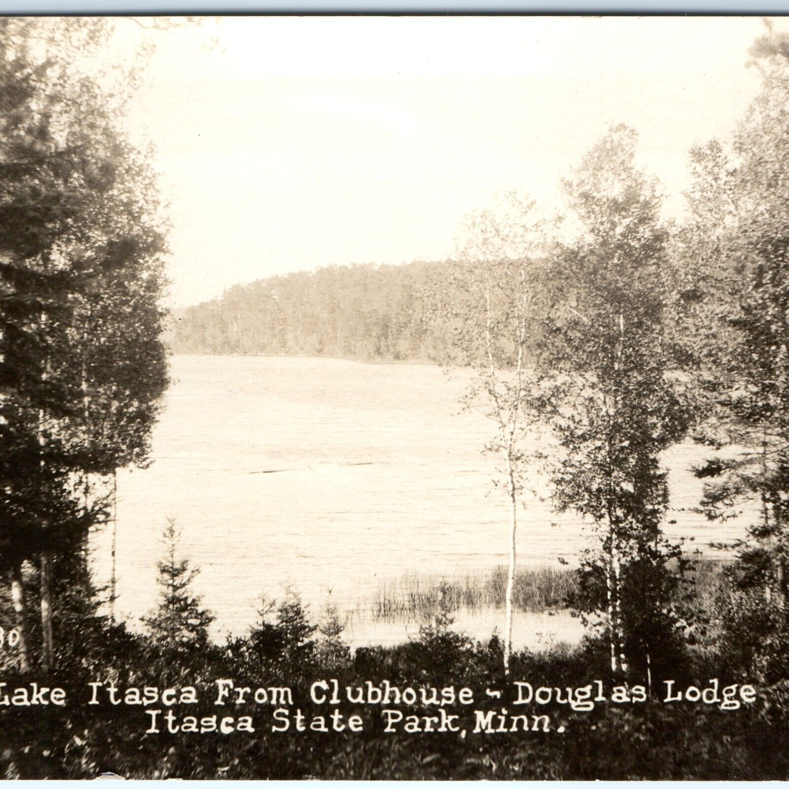 c1910s Itasca State Park, Minn. RPPC Douglas Lodge Club Real Photo Postcard A99