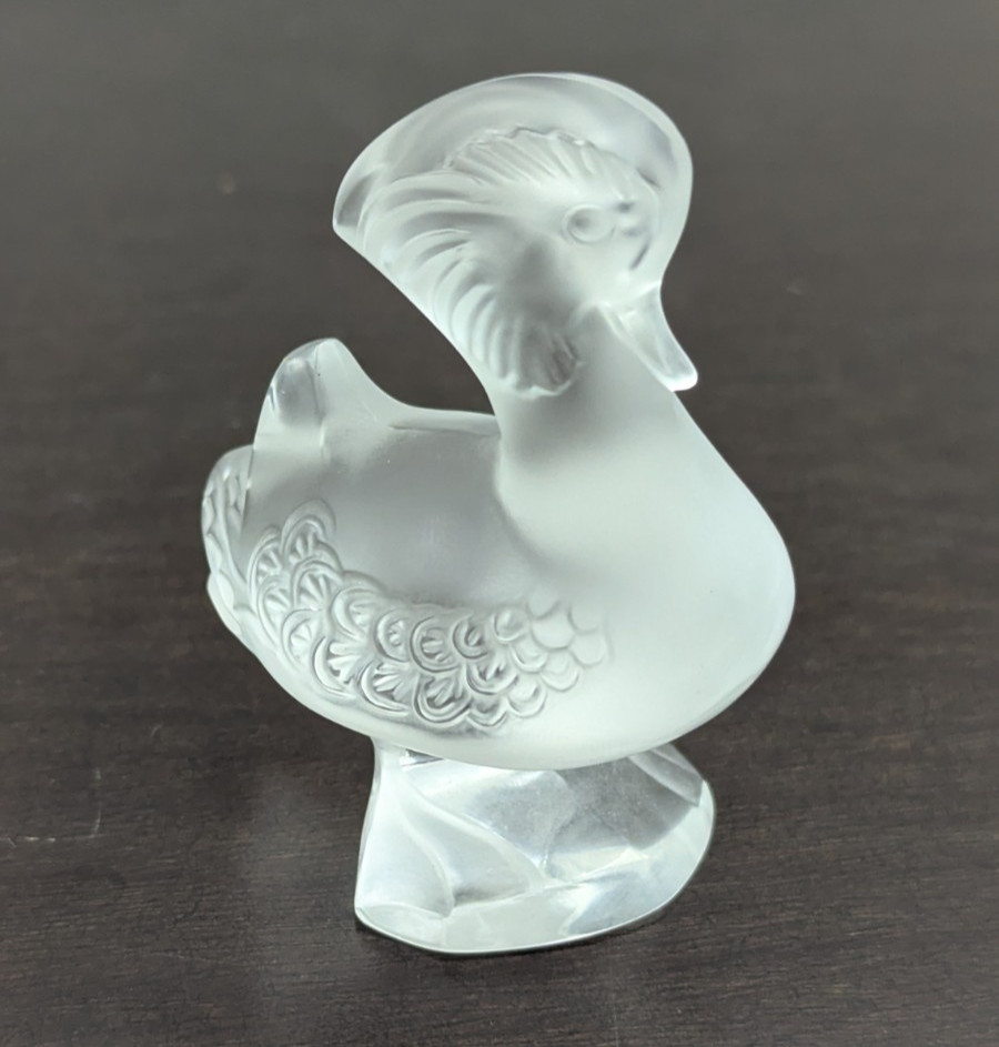 Lalique Crystal Frosted Mandarin Duck 2-3/4\