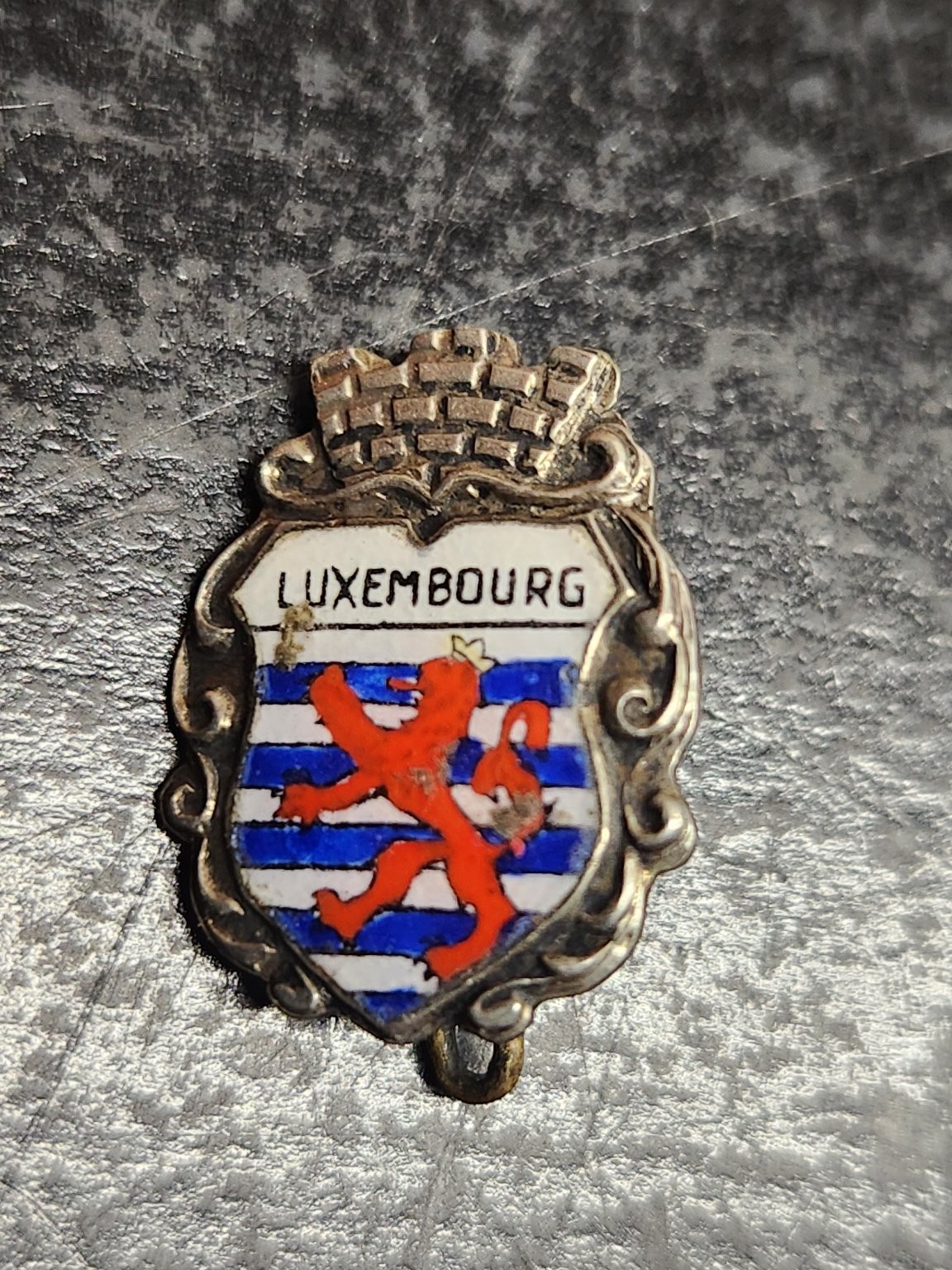 Vintage Luxembourg Souvenir Enamel Pin Brooch Coat of Arms Crest