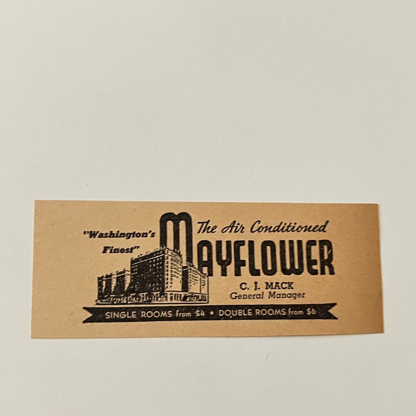 The Air Conditioned Mayflower Washington\'s Finest CJ Mack 1942 Ad SAK3-S46