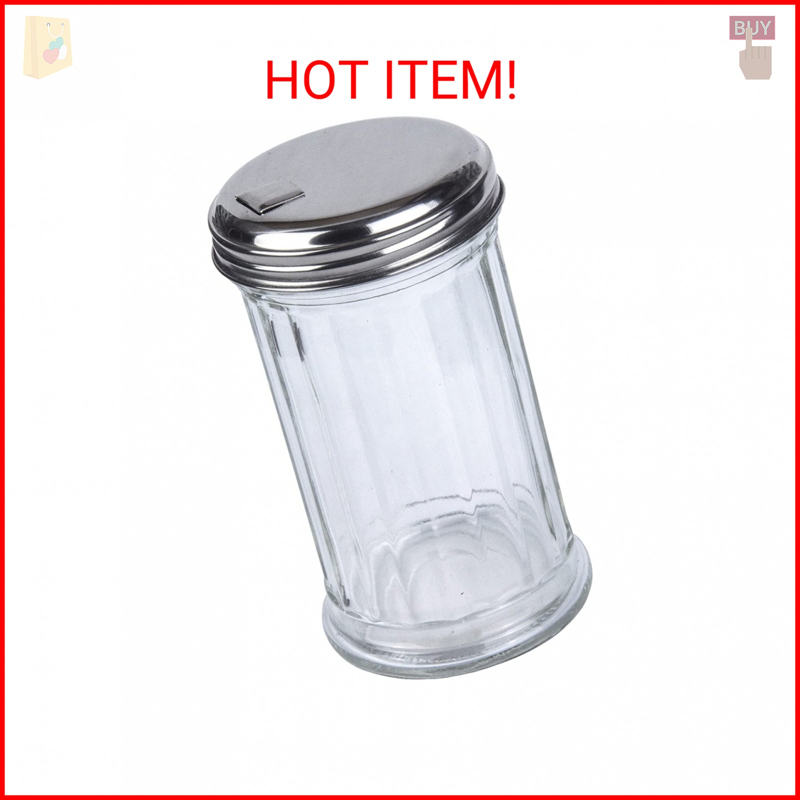 BNYD Glass Sugar Shaker Dispenser Pourer, 5.5 inch