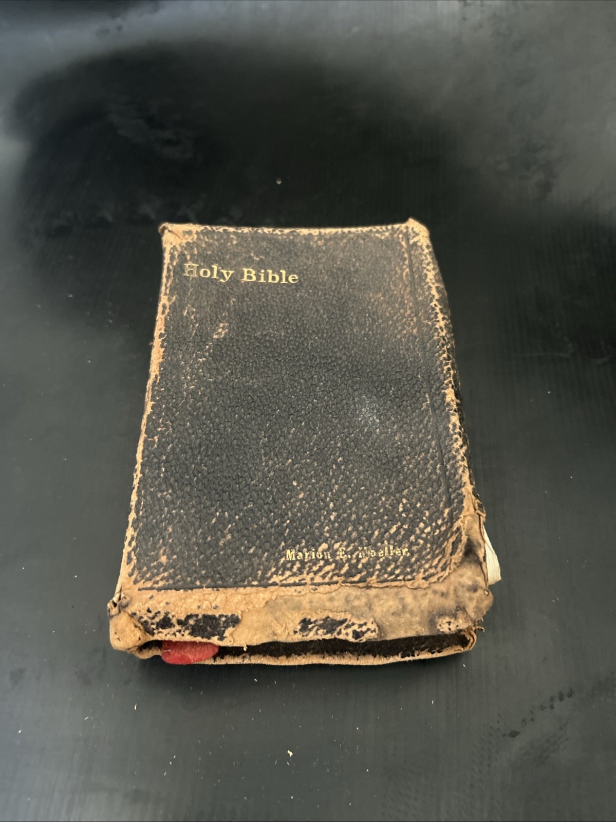 Vintage 1924 leather cover Old & New Testament Holy Bible Red Letter ed. Hertel