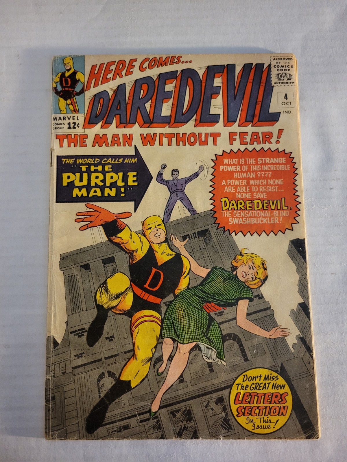 Daredevil #4 1st Purple Man appearance Origin Marvel 1964 Stan Lee Jack Kirby
