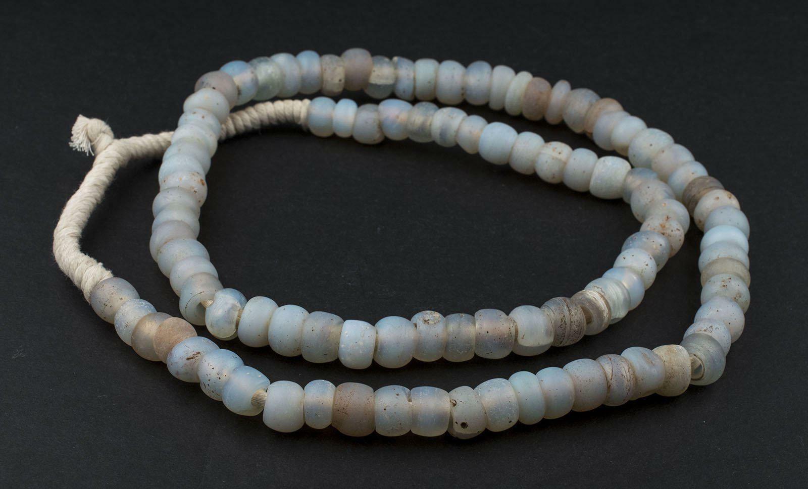 Antique Moon Beads from Ethiopia 13mm African White Round Glass Large Hole