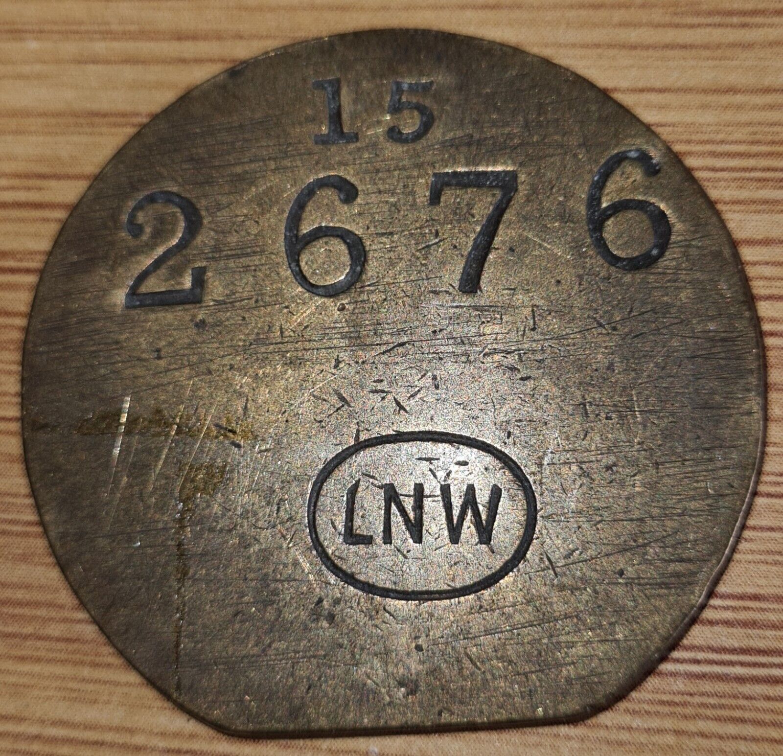 L.N.W  British Railway 2676 Check /Token Brass  