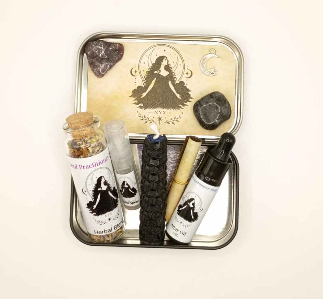 NYX Goddess Mini Travel Altar Kit Handmade Ritual Oil Spray Crystal Herb Set