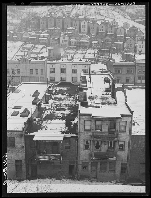 Photo:Aliquippa Pennsylvania 1941 Snowy Hill Houses Steel Townscape