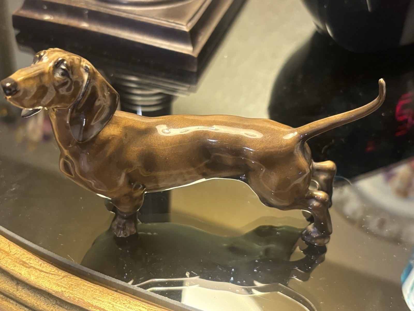Hutschenreuther Germany Porcelain Dachshund Figurine Brown Glossy Wiener Dog Hutschenreuther Germany Porcelain Dachshund Figurine Brown Glossy Wiener Dog