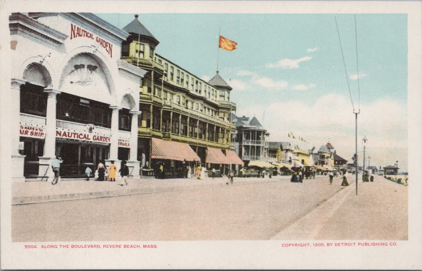 Postcard Along the Boulevard Revere Beach MA 