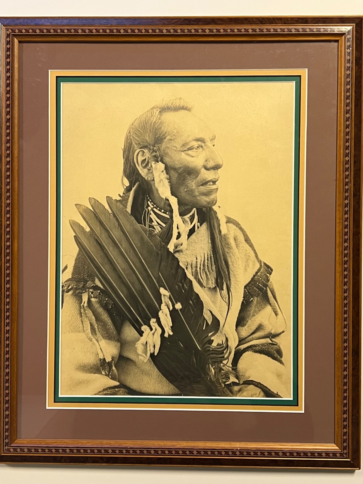 Original Native American Two Guns White Calf Chief Framed Photograph; Late 1800s Original Native American Two Guns White Calf Chief Framed Photograph; Late 1800s