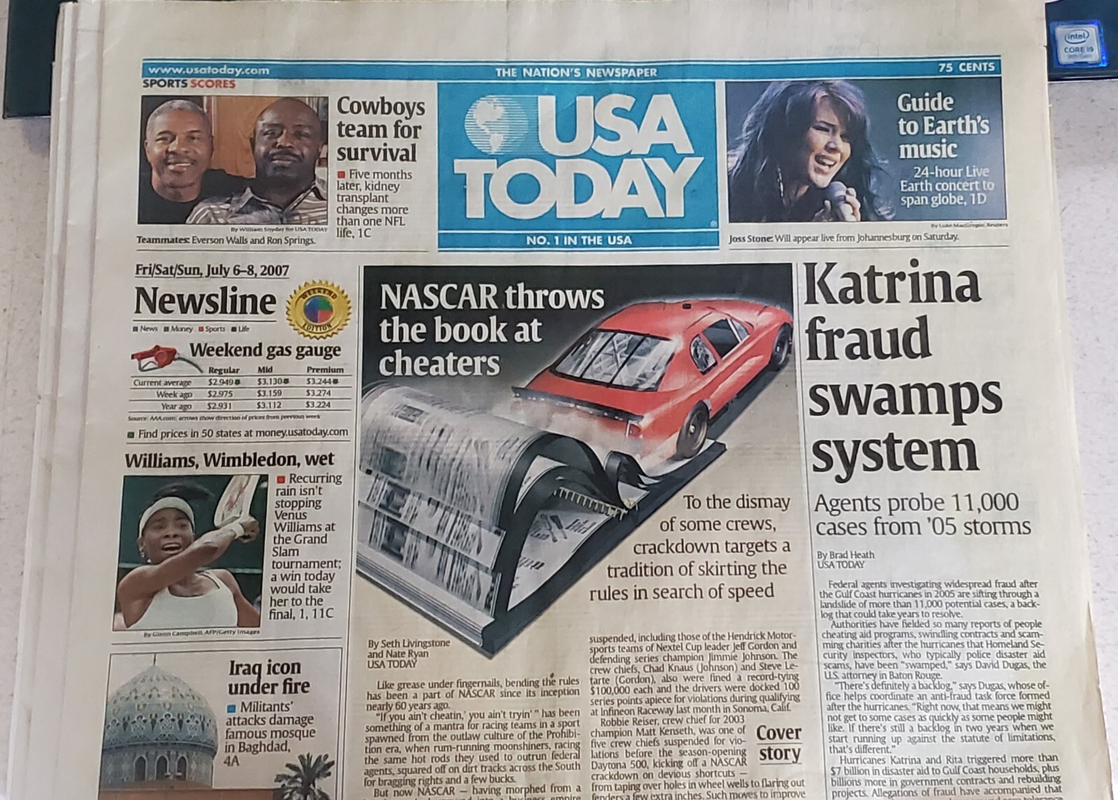 2007 July 6-8 USA TODAY NEWSPAPER - NASCAR, KATRINA FRAUD, COWBOYS TEAM