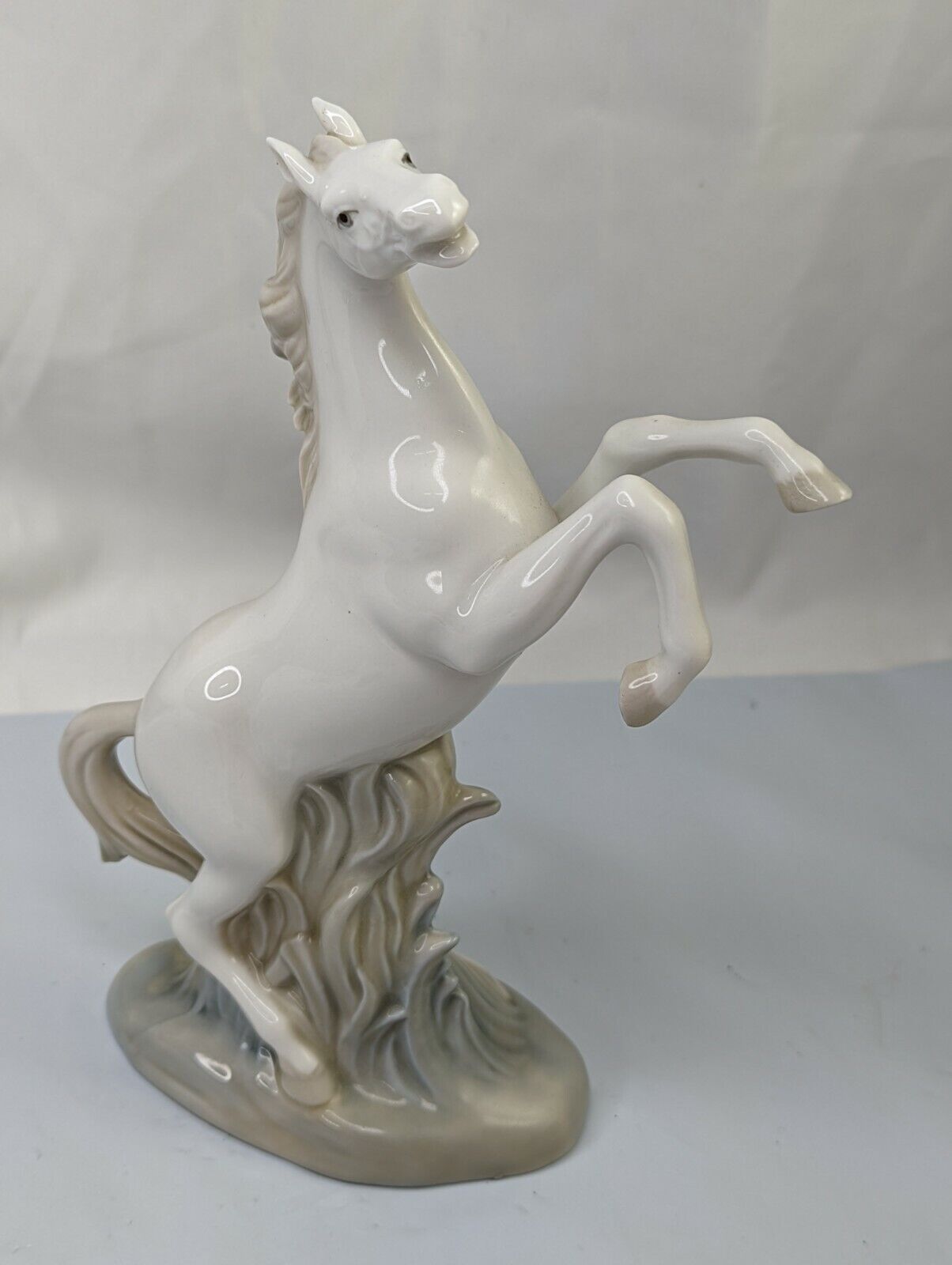 White Standing Stallion Horse Figure 8.5 Inch Spain Porcelain