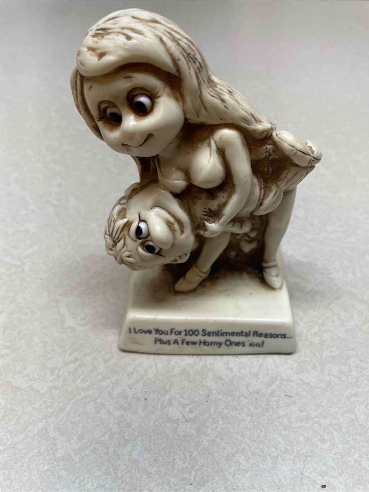 Russ Berrie “I Love You Plus A Few Horny Reasons” Statue American Greetings 1978