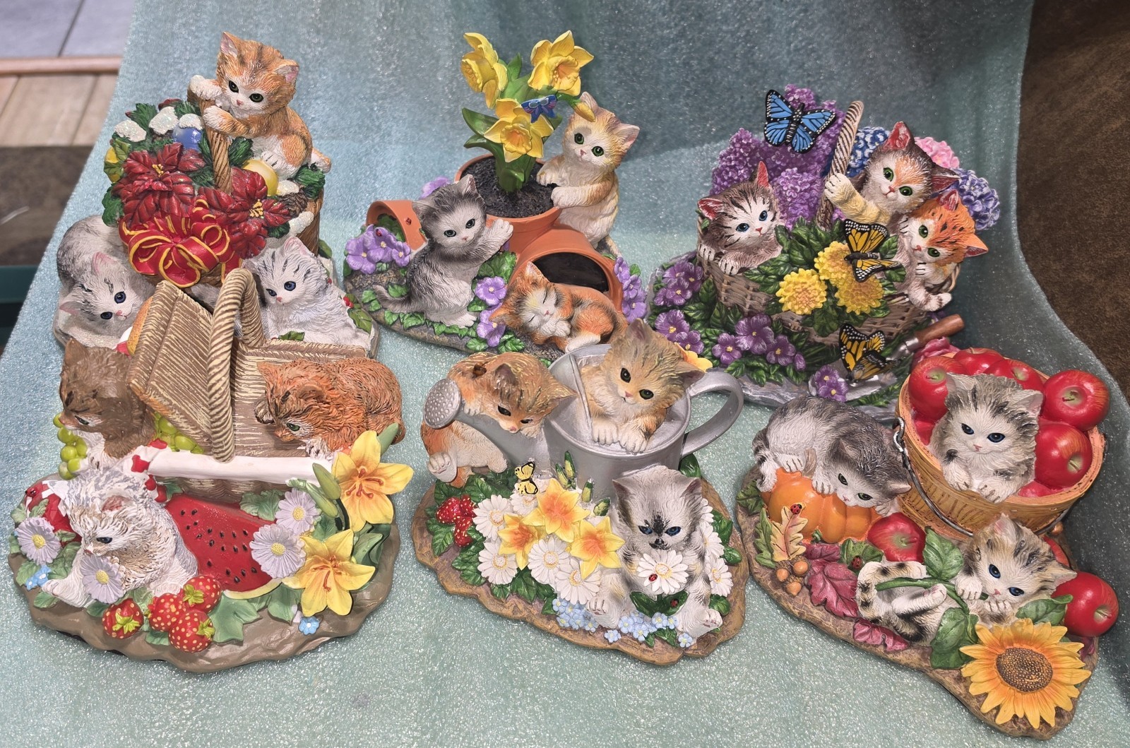 Seasons In The Garden Cats Collection By Bradford Exchange Lot Of 6 Figurines
