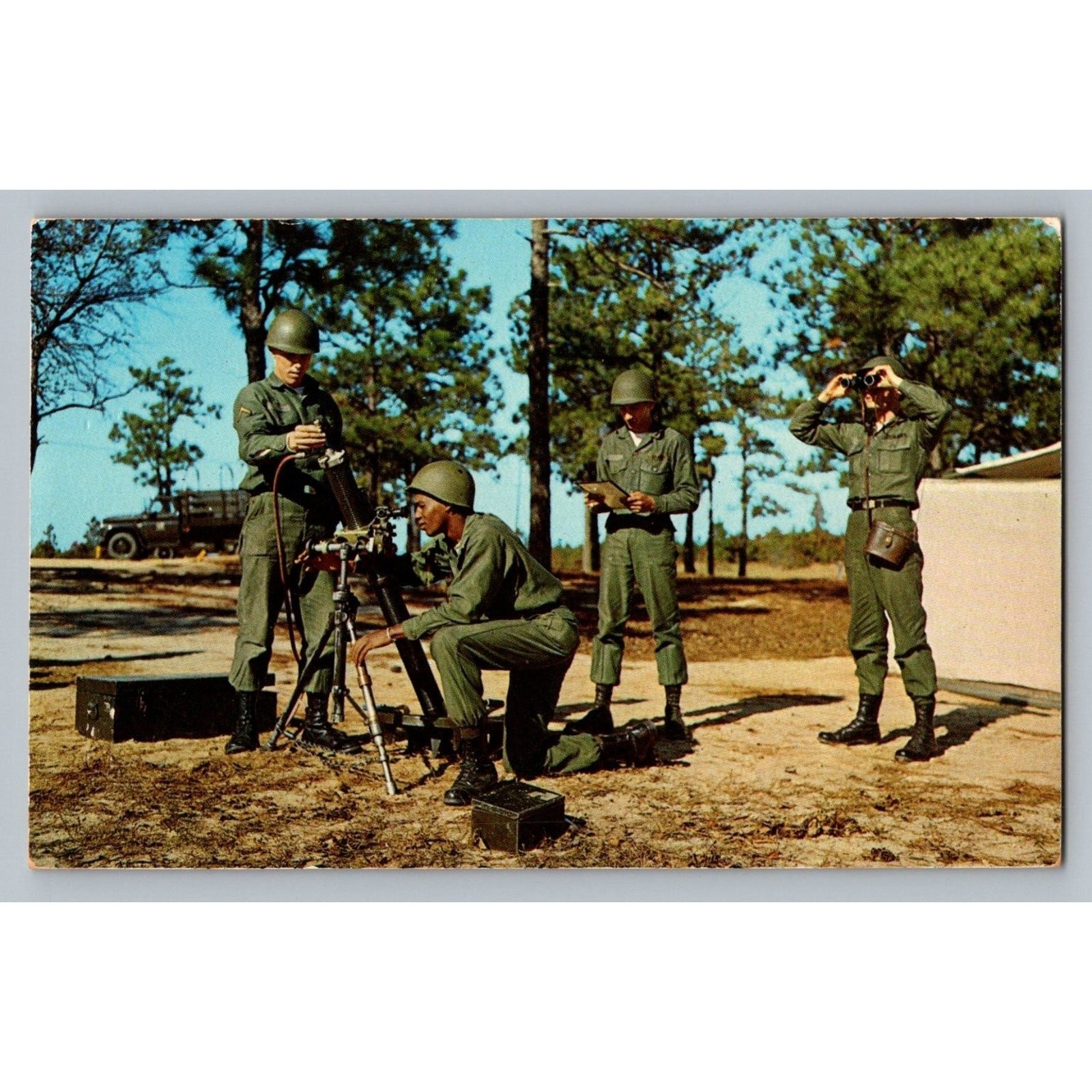 Vintage Fort Jackson Mortar Practice Military Postcard by Ernest Ferguson